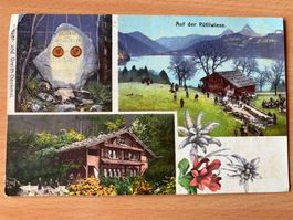 Antike Ansichtskarte vom Rütli aus dem Jahr 1909, gelaufen