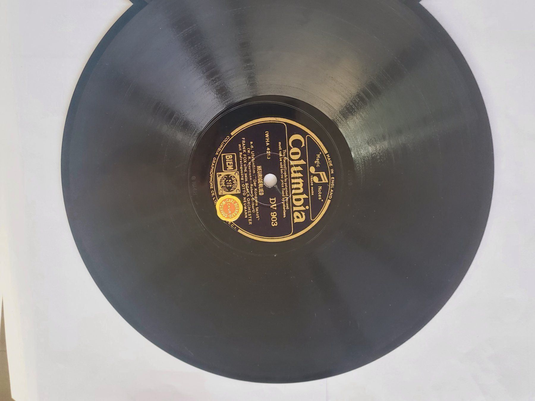 Schallplatten: Schellackplatte WR Heymann Gilbert Saxon Columbia Tanzorch. – Gebraucht aus Unterägeri von 0alfa0 8