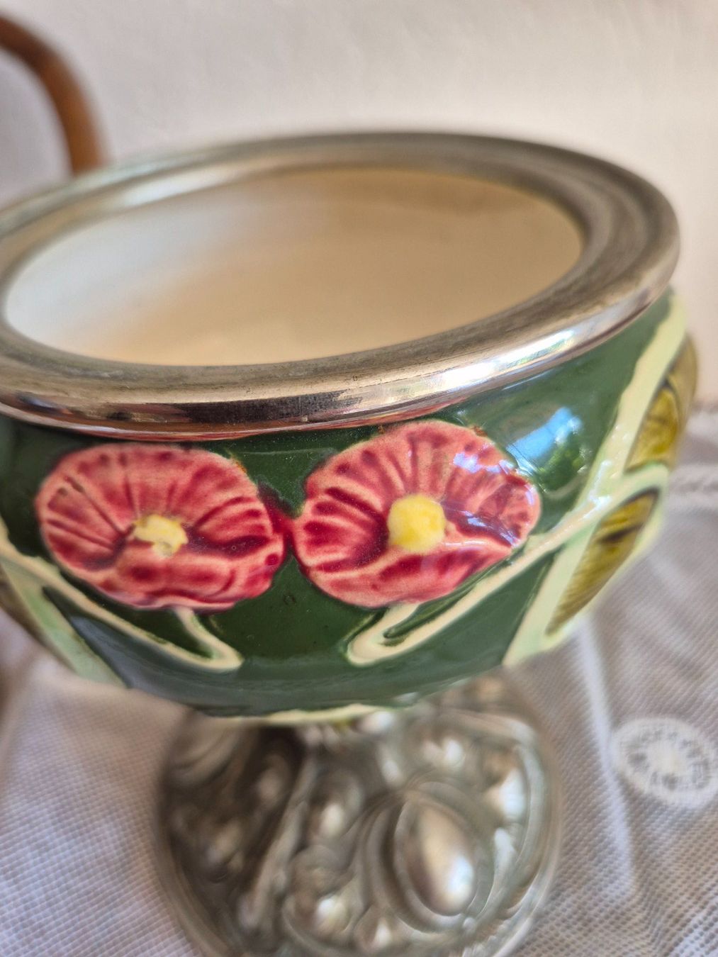 Lampade: Petroleumlampe Jugendstil Keramik Glas – Usato da Bern venduto da aronari 6