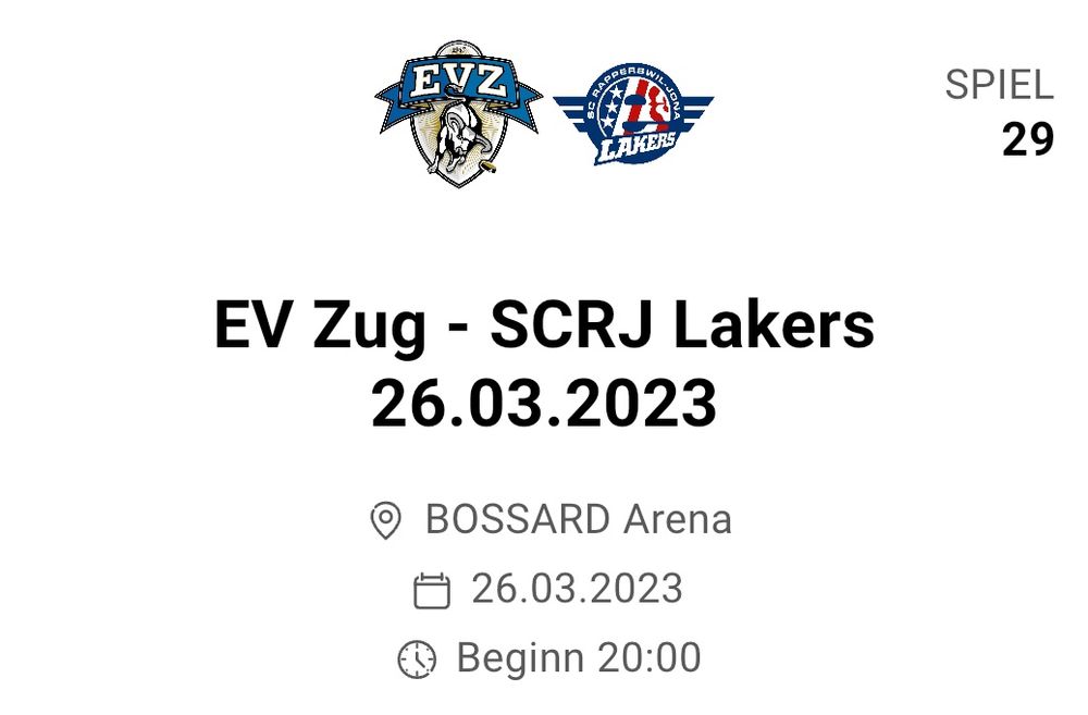 1x Sitzplatztickets Für EV Zug Vs SCRJ | Kaufen Auf Ricardo