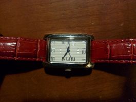 TCM Damenuhr, neue Batterie, Datum, Sekunde,Echtlederband 1A