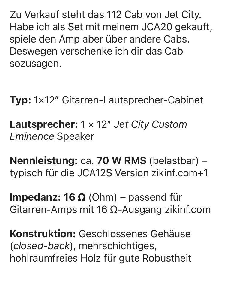 Amplificatori: Jet City JCA12S – Usato da Winkel venduto da Bluesharry1 1