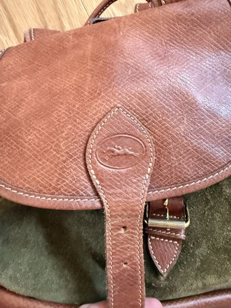 Rucksack Wildleder Leder braun grün Damen neuwertig