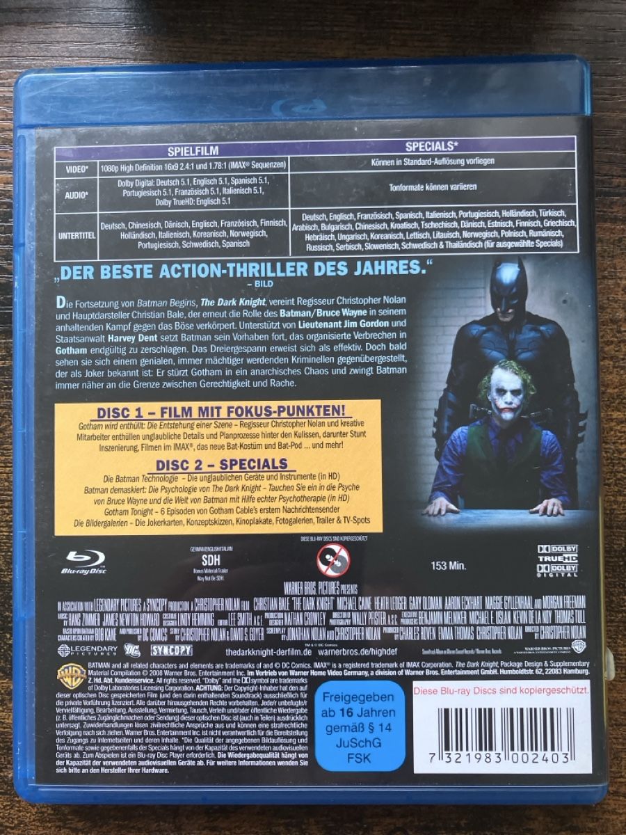 Tutti i DVDs: The Dark Knight BluRay – Usato da Glarus venduto da Jhuber78 1
