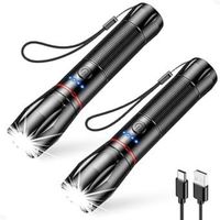 LED Taschenlampe 2er Set 2000lm Zoombar 5 Modi IPX6 Camping
