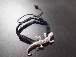 Armband schwarz, Salamander silberfarbig