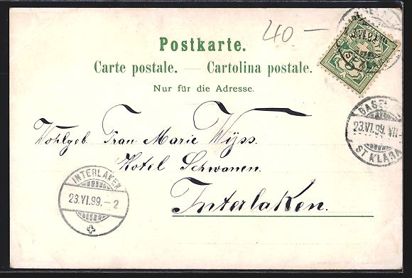 Cartoline postali: Litho Basel, alte Rheinbrücke, Spalenth – Usato da Berlin venduto da bartko-reher 1