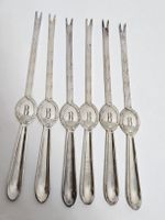 6 Kuchengabeln S.I. & Co EPNS versilbert mit Gravur B
