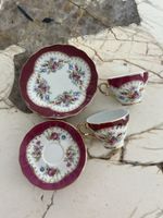 Vintage Burgundy Floral China Set