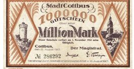 Cottbus 1 Mil.Mark 21.08.1923 VZ-VZ+