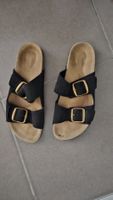 Sandales imitation Birkenstock noires en cuir