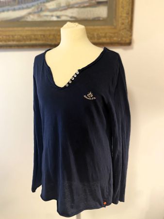ADENAUER & Co. navy blaues Langarm Shirt small = 36 38