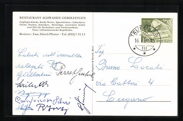 Ansichtskarten: Gerolfingen, Restaurant Schwanen, Fam. Z – Gebraucht aus Berlin von bartko-reher 1