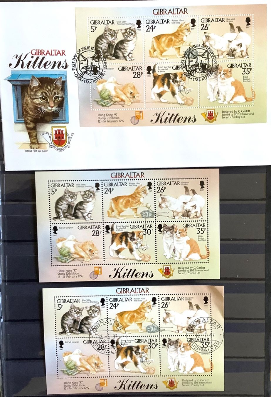 Tutti i francobolli: 1997 Gibraltar Junge Katzen FDC + Block 27  ** und ET – Nuovo (secondo la descrizione) da Liestal venduto da Skunk02