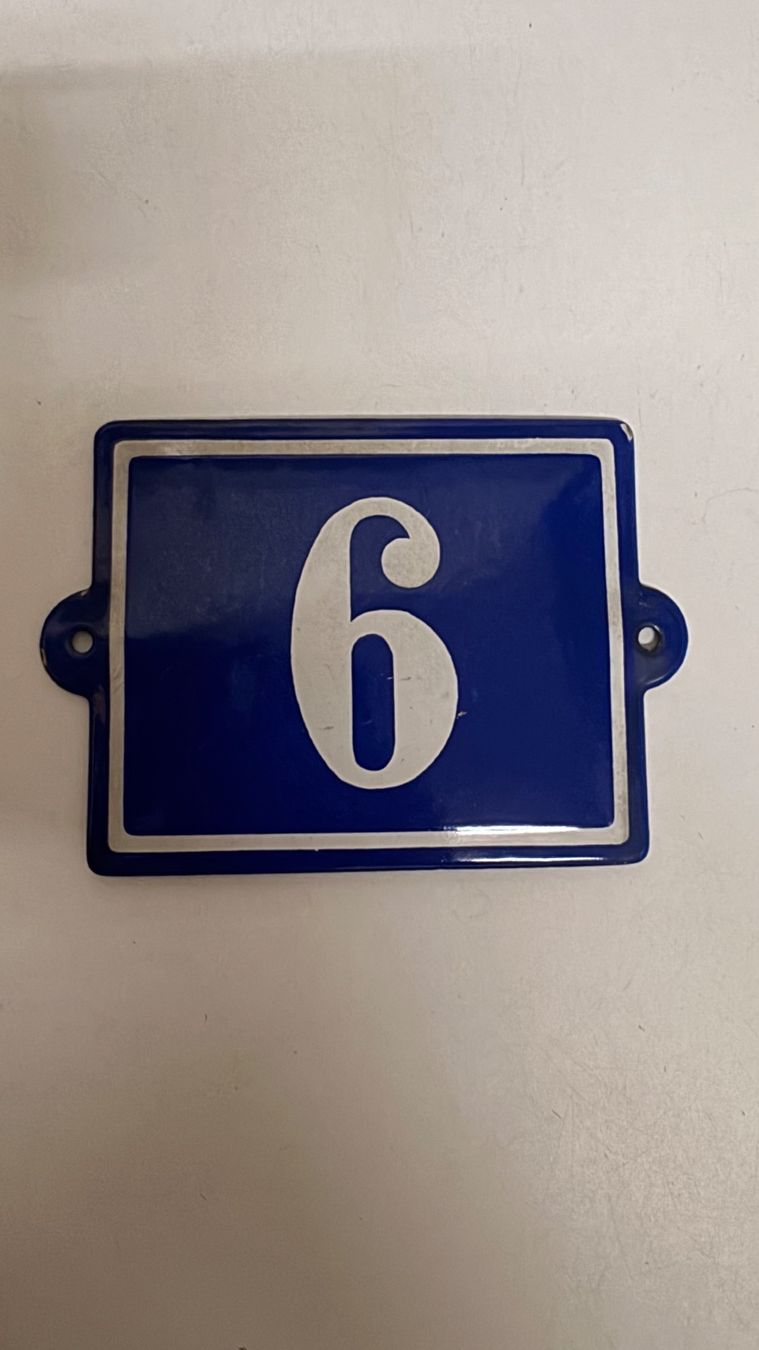 Schilder: Hausnummer 6 oder 9 Emaille-Schild blau weiss – Gebraucht aus bad ragaz von shopizol