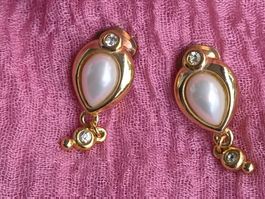Vintage Ohrring Perlen Klipse Modeschmuck 1990