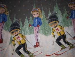 Baumwolljersey Coupon 43x45cm / Skifahrer
