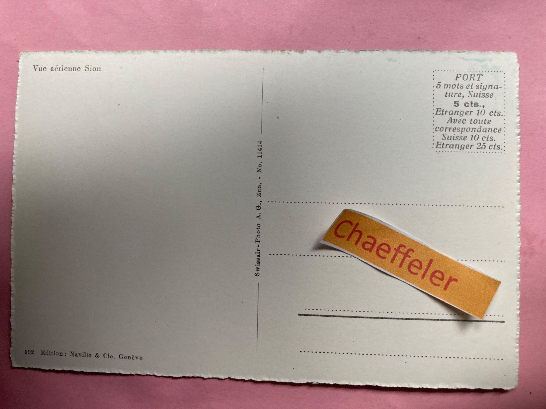 Cartoline postali: Vue aérienne Sion. – Usato da Zürich venduto da Chaeffeler 1