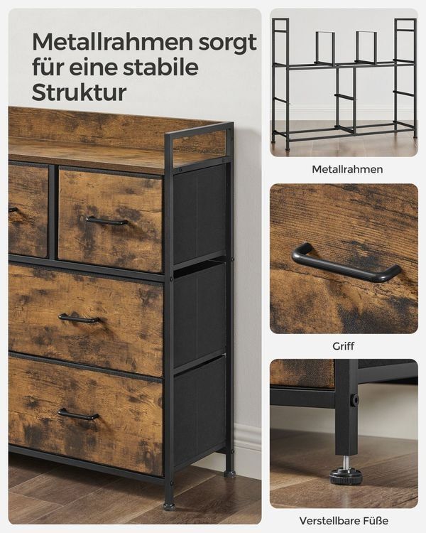 Cassettiere: Industrie-Design Kommode mit 7 Stoffschubladen VARDEN – Nuovo e nell'imballaggio originale da Lachen SZ venduto da MAMORU-MOEBEL 5