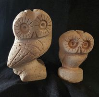 Eule Figur aus Stein  2 stk.  aus Athen Handgemacht