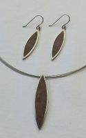 Holz Schmuck Set, Halskette und Ohrringe, neuwertig! Silber