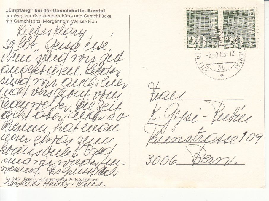 Ansichtskarten: Gamchihütte 1983 – Gebraucht aus Bürglen TG von StampGraf 1
