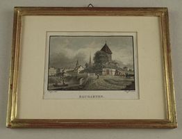 ZÜRICH BAUGARTEN, AQUATINTA UM 1840