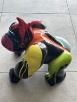 Sculpture gorille multicolore en résine, oeuvre unique!