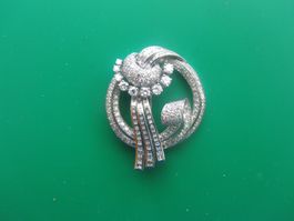 Retro Brillant-Broche,C.Bucherer-18 K.Weissgold
