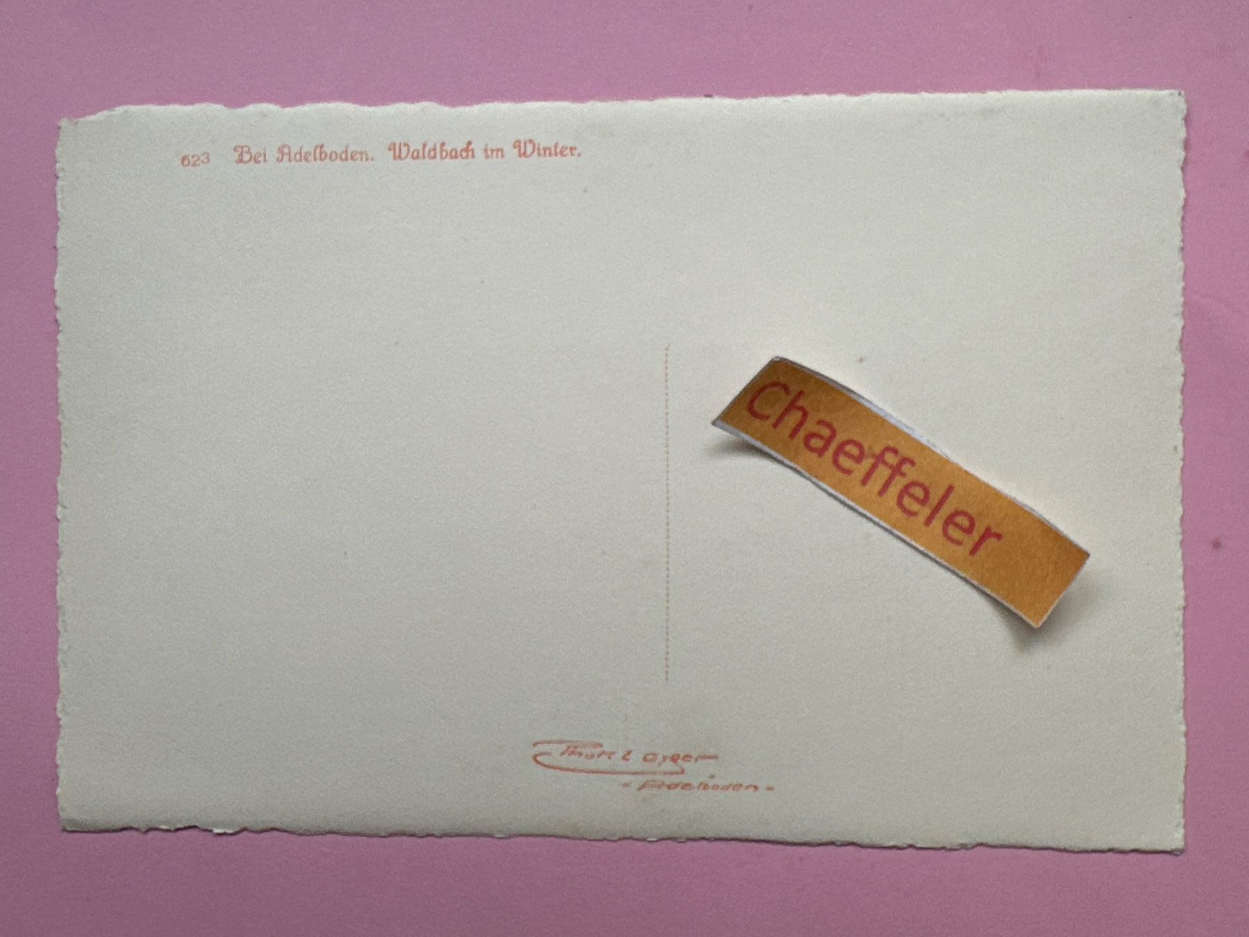 Cartoline postali: 623 Bei Adelboden. Waldbach im Winter – Usato da Zürich venduto da Chaeffeler 1