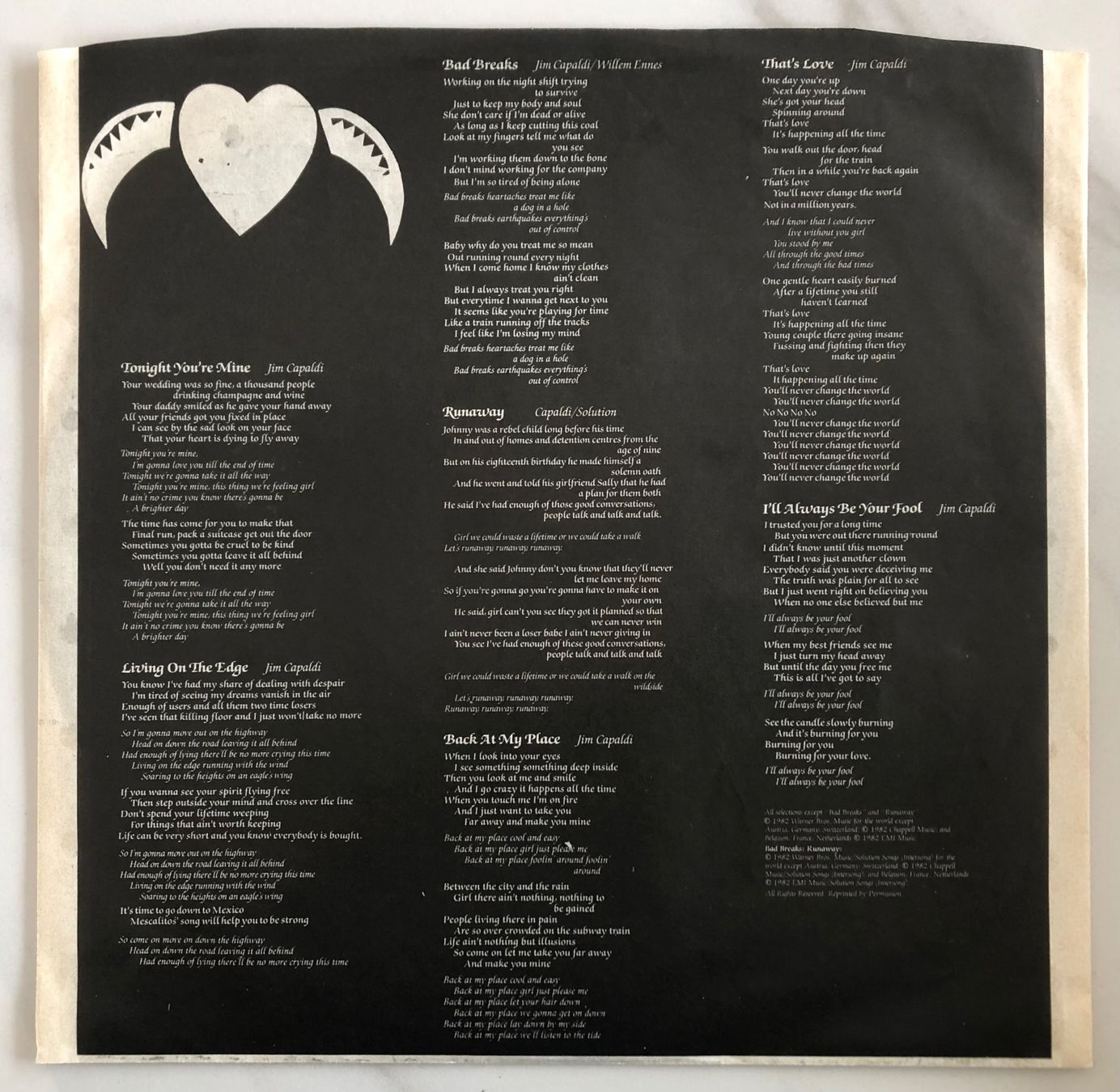 Vinyles: JIM CAPALDI - FIERCE HEART – D'occasion à Poliez-Pittet par Newtown-Records 2