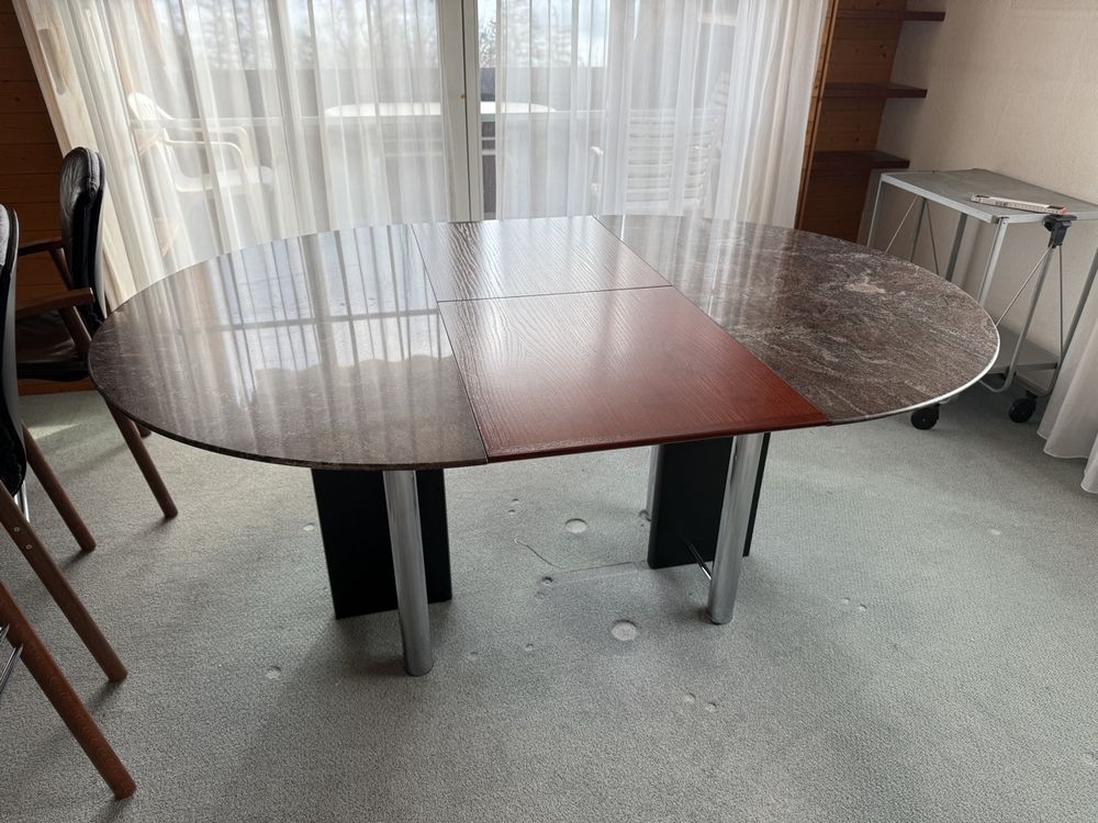 Granit Esstisch ausziehbar, rund / oval (Gebraucht) in Hochdorf für CHF 20 – nur Abholung auf Ricardo kaufen
