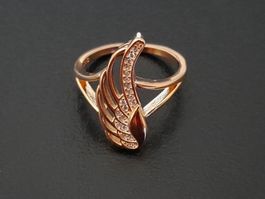 Ring mit Zirkonia, vergoldet 585, 3.1g, size 8 (57)