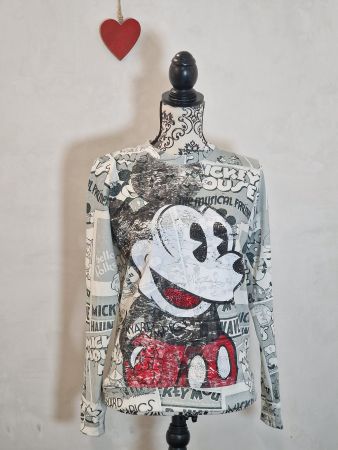 Pullover Disney Mickey Mouse Comic weiss schwarz XS neu