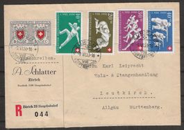 1950 : Pro Patria Serie auf R-Brief : KP 130.-