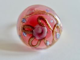 Fingerring mit Murano Glas, Weddingcake Muster