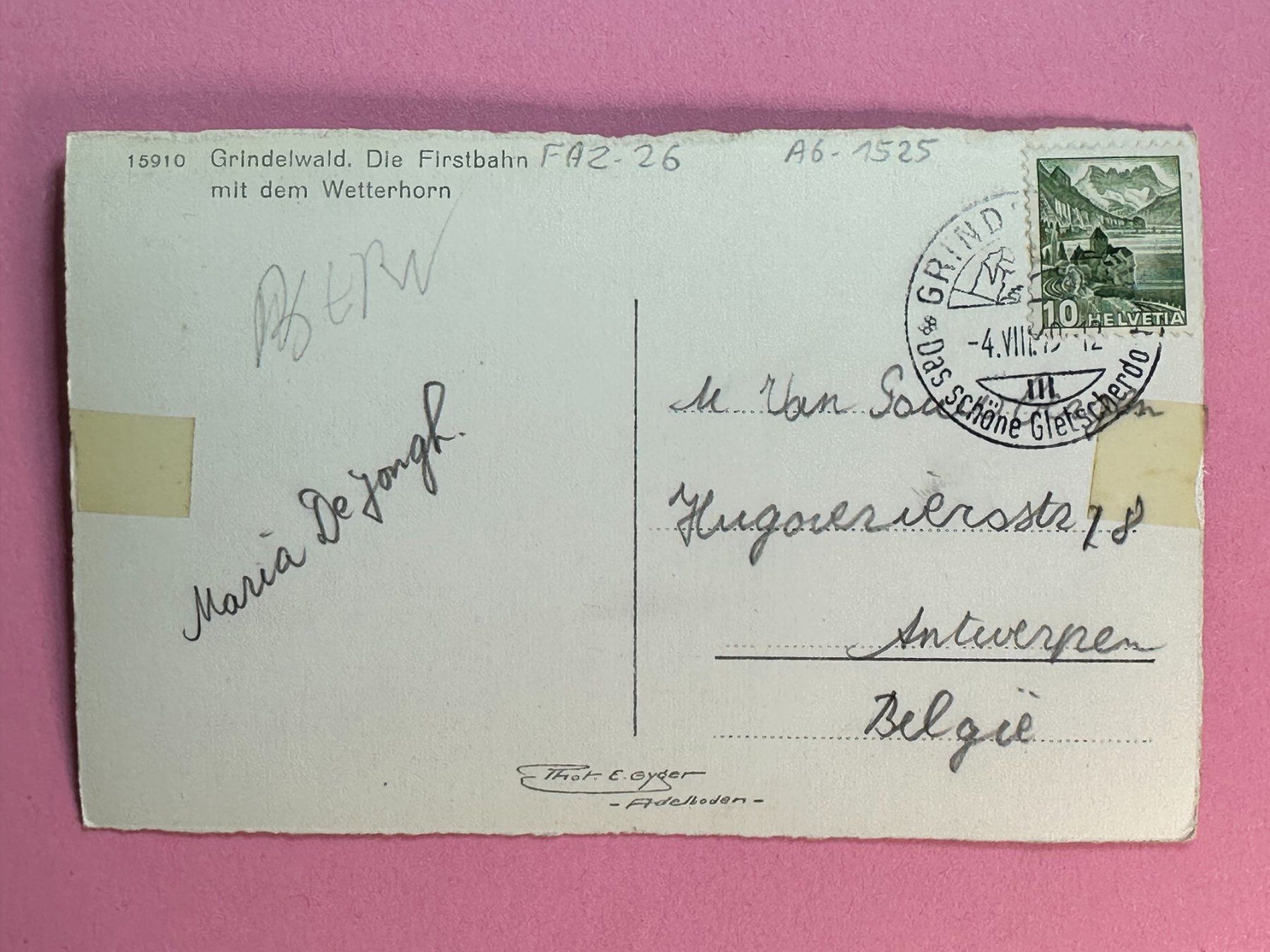 Cartoline postali: Grindelwald - die Firstbahn mit dem Wetterhorn – Usato da Steg VS venduto da _vinci_ 1