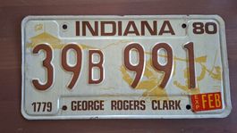 Nummernschild USA Plaque d'immatriculation Indiana 1980