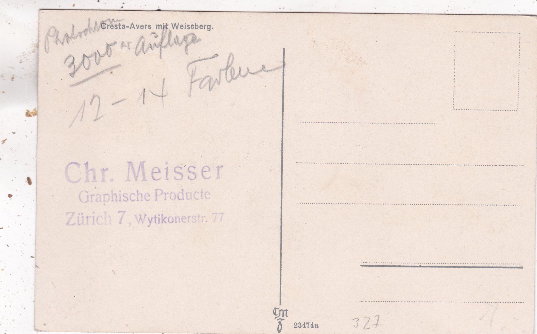 Ansichtskarten: Cresta Avers mit Weissberg – Gebraucht aus Herisau von Lisegrat2008 1