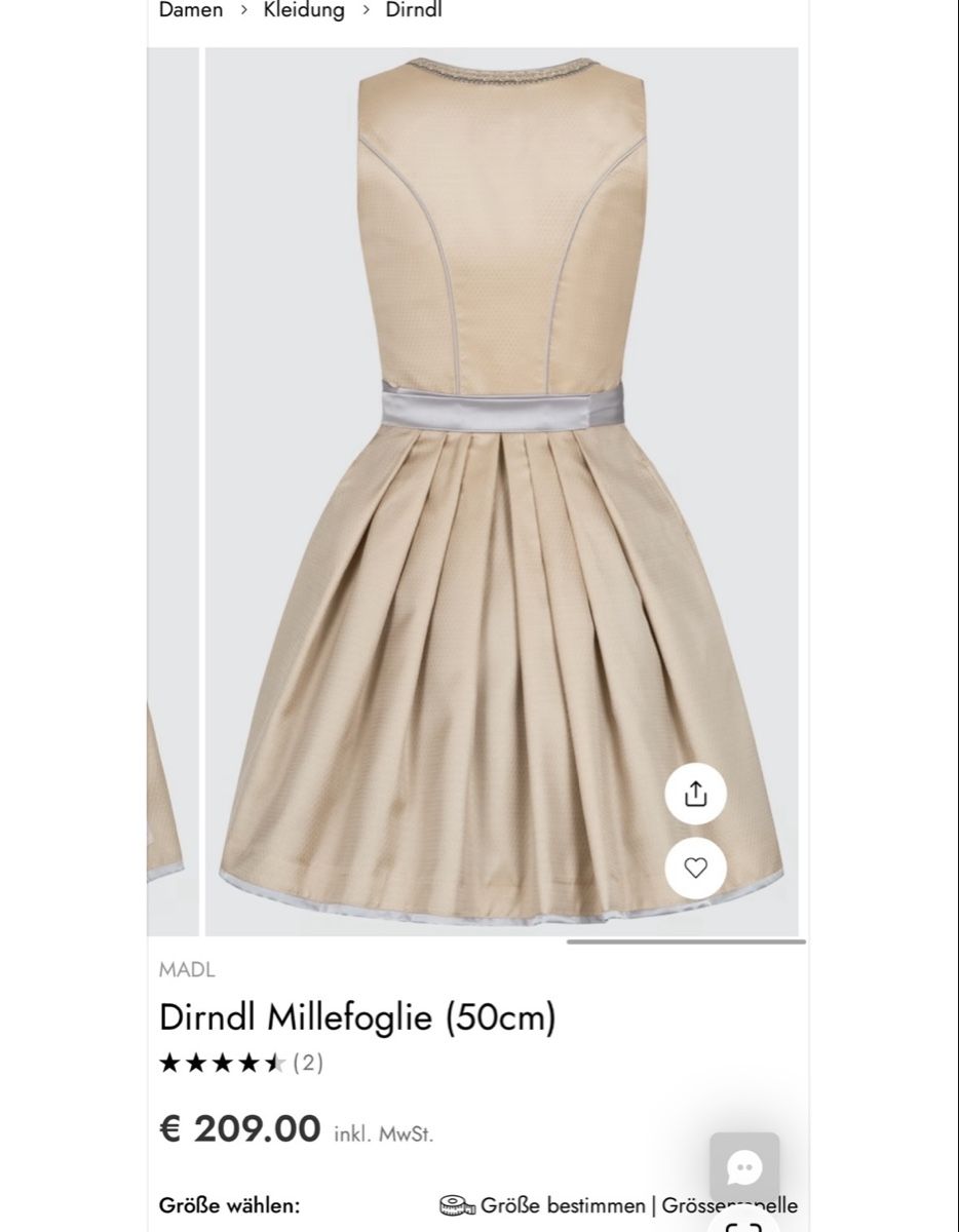 Costumi: Dirndl Millefogle (50cm) beige – Usato da Bern venduto da tar_nt8s 3