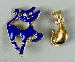 ♦️ 2x VINTAGE BROSCHEN „KATZEN“ AB 1.- !!!