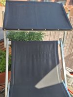 Liegestuhl schwarz Metall mit Dach verstellbar