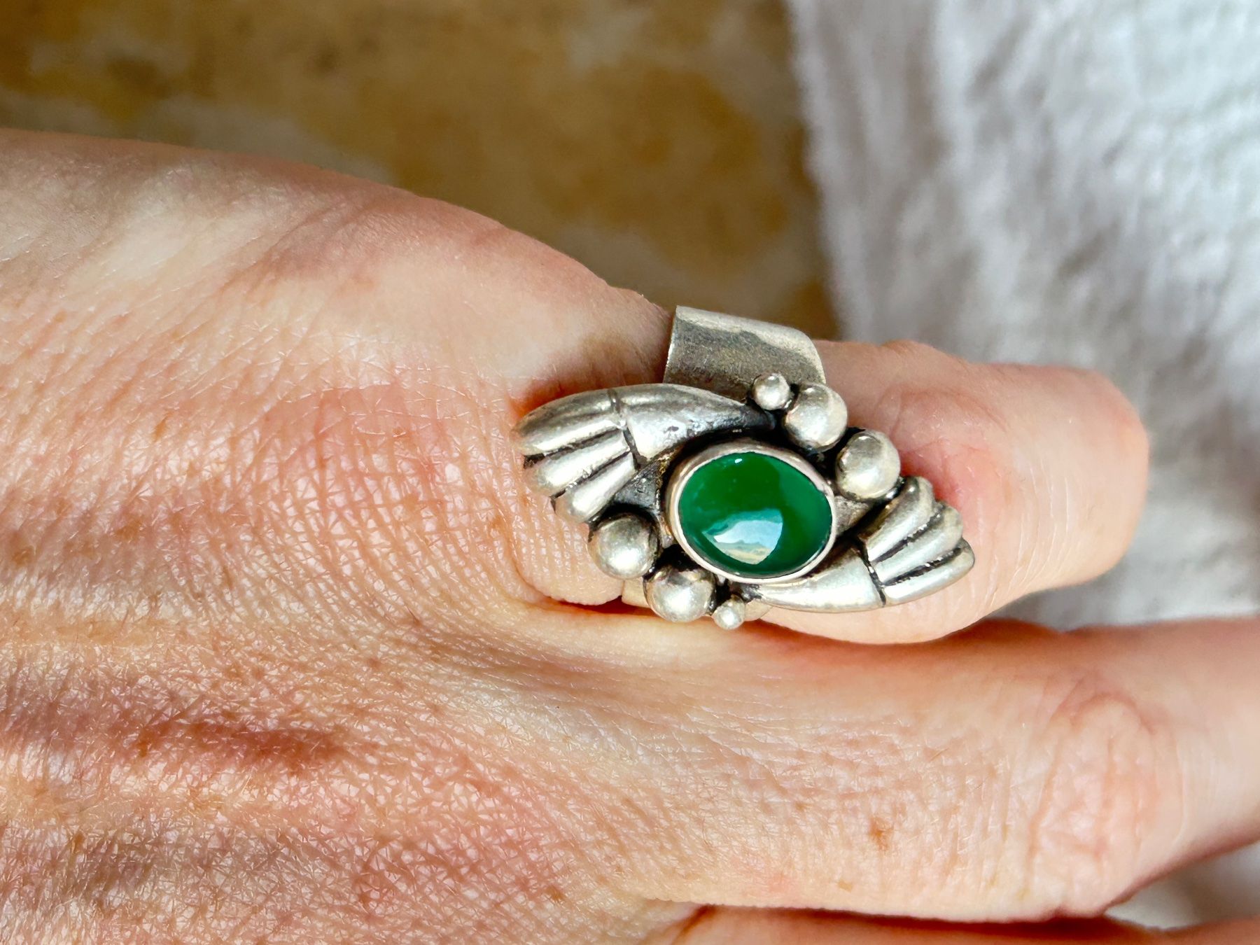 Ringe: Silber Ring mit grünem Stein, Vintage Stil, Grösse 52 – Gebraucht aus Dittingen von Bijoubelle 2