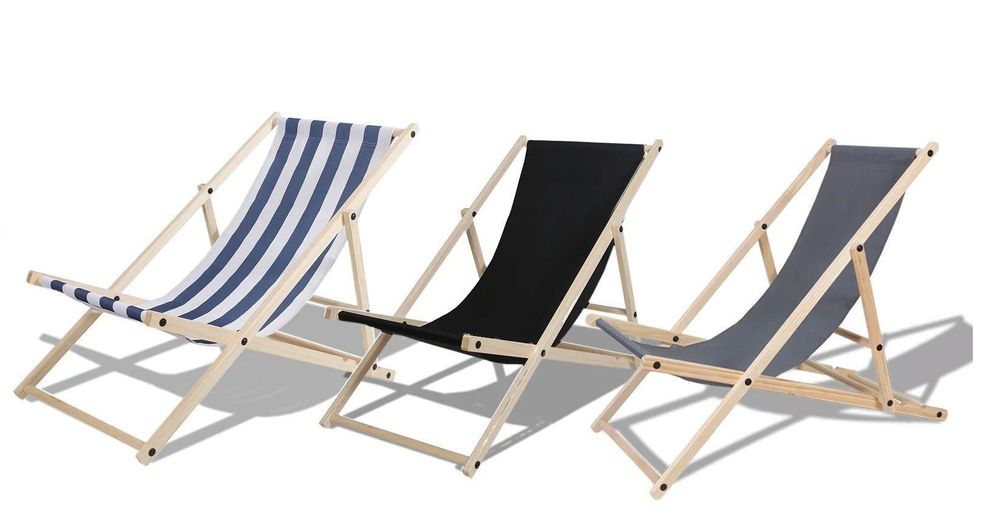 SereneLife Klappliegen 2er-Set - Strandliegen Mit Seitentisch & Kopfkissen (Braun)