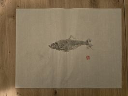 Original Tinte Fisch Gemälde Asiatische Kunst Gyotaku