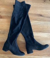 Lange Velourleder-Stiefel, elastischer Schaft, Gr. 37