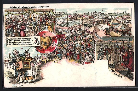 Cartoline postali: Litho Leierkastenmann auf einem Volksfes – Usato da Berlin venduto da bartko-reher