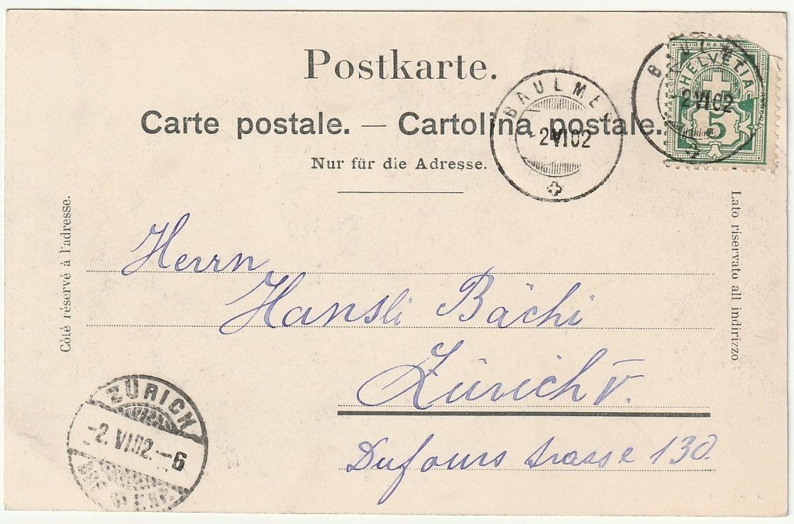 Ansichtskarten: AK Baulmes 1902 – Gebraucht aus Fislisbach von Zigzag12 1