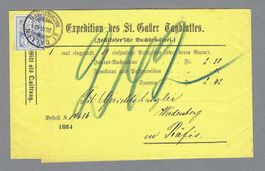 1884, Z/56, WEISSES PAPIER, 0 ST. GALLEN, STREIFBAND, SCHÖN!