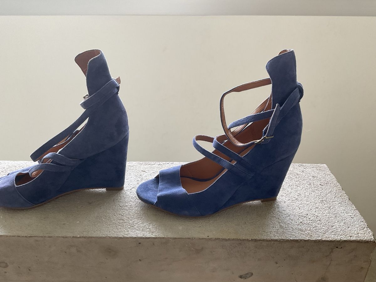Clarks Damenschuhe: Sandales compensées Clarks bleues en daim, taille 38 – Neu (gemäss Beschreibung) aus Villarepos von Sglobule 3